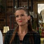 Chelsea’s black grid check jacket on The Young and the Restless