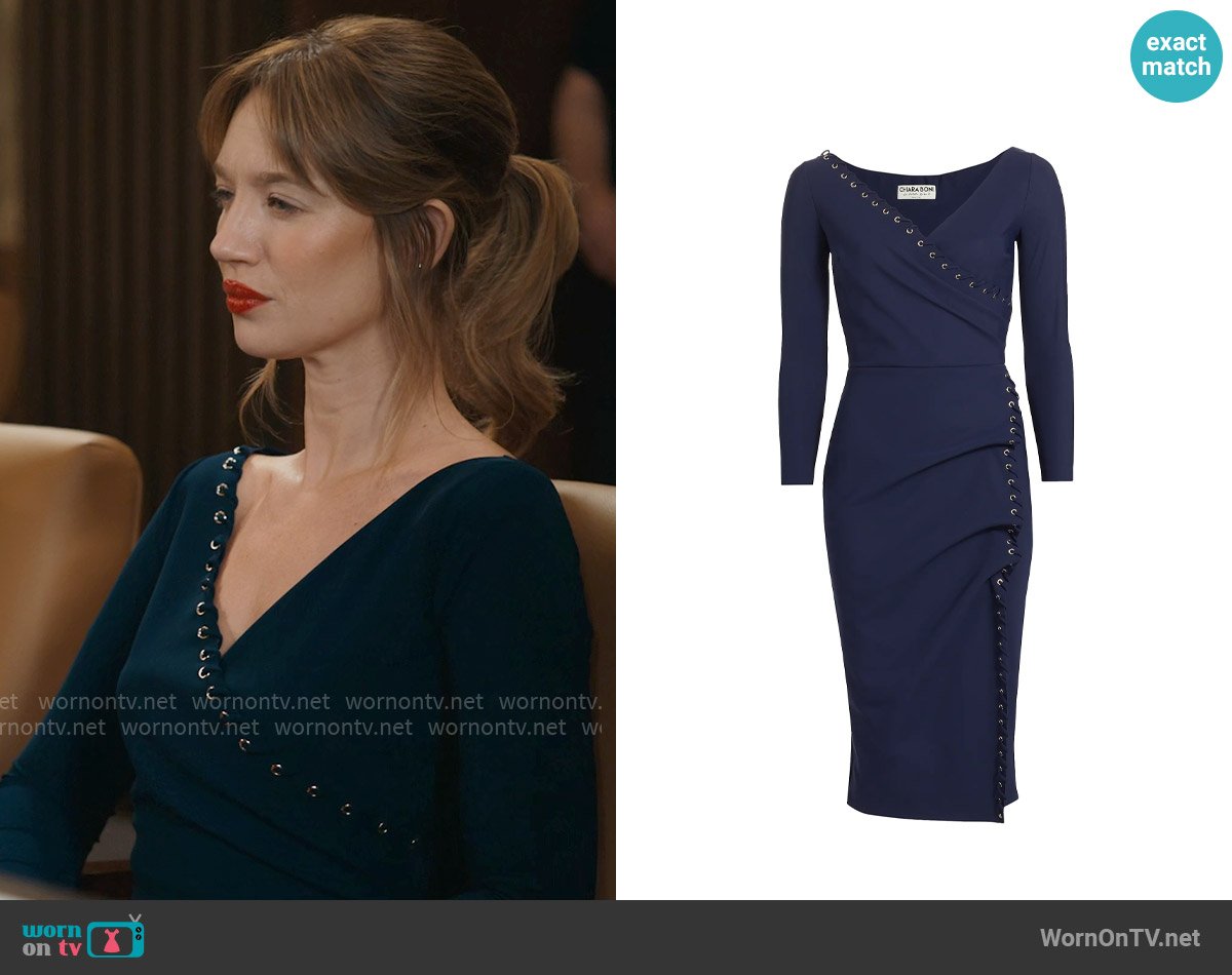 Chiara Boni La Petite Robe Elma Lacing Jersey Midi-Dress worn by Shae Banfield (Yael Grobglas) on Matlock