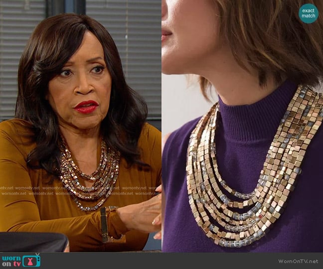 Chico's Neutral Beads Multi-Strand Necklace worn by Paulina Price (Jackée Harry) on Days of our Lives
