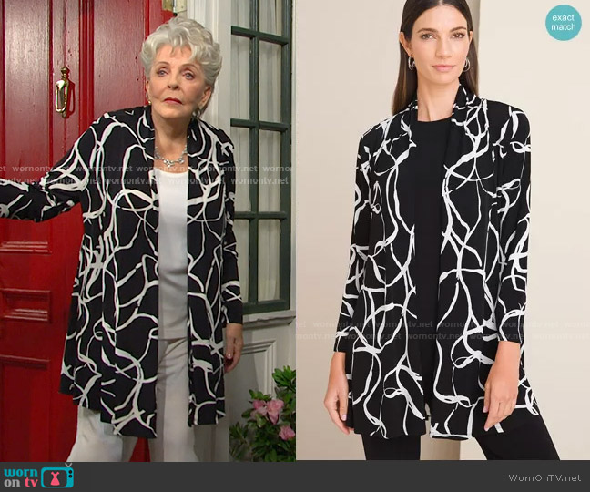 Chicos Printed Racerback Jacket worn by Julie Olson Williams (Susan Seaforth Hayes) on Days of our Lives
