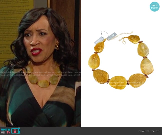 Chico's Stone Bib Necklace worn by Paulina Price (Jackée Harry) on Days of our Lives