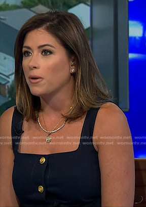 Chloe Melas’s navy square neck vest and skirt on NBC News Daily