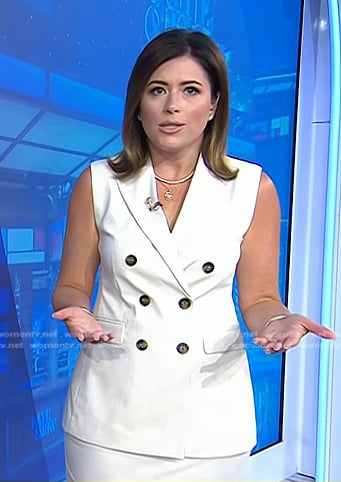 Chloe's whtie vest and front slit skirt on Today