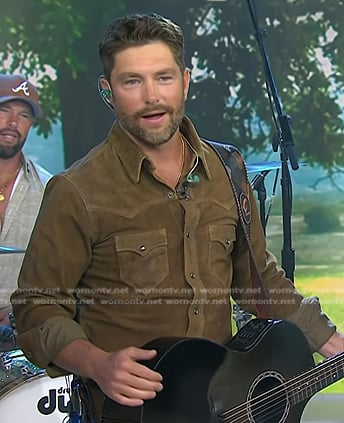 Chris Lane’s brown suede western shirt on Today