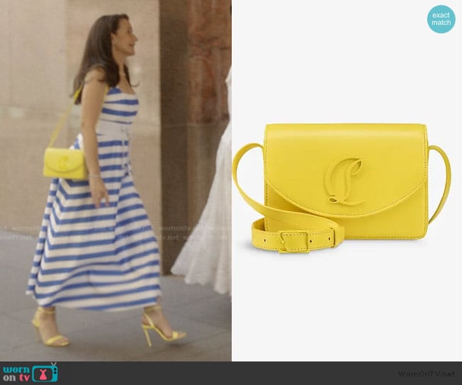 Christian Louboutin Loubi54 small leather crossbody bag worn by Charlotte York (Kristin Davis) on And Just Like That