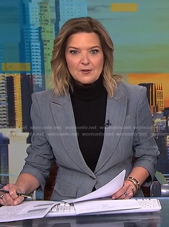 Christine Romans’ grey denim blazer on NBC News Daily