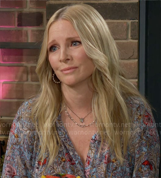 Christine's floral blouse on The Young and the Restless