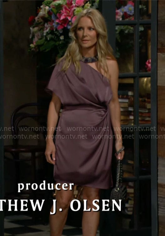 Christine's purple one-shoulder dress on The Young and the Restless
