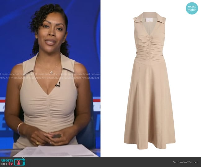 Cinq a Sept Kilda Dress in Khaki worn by Shirleen Allicot on Good Morning America
