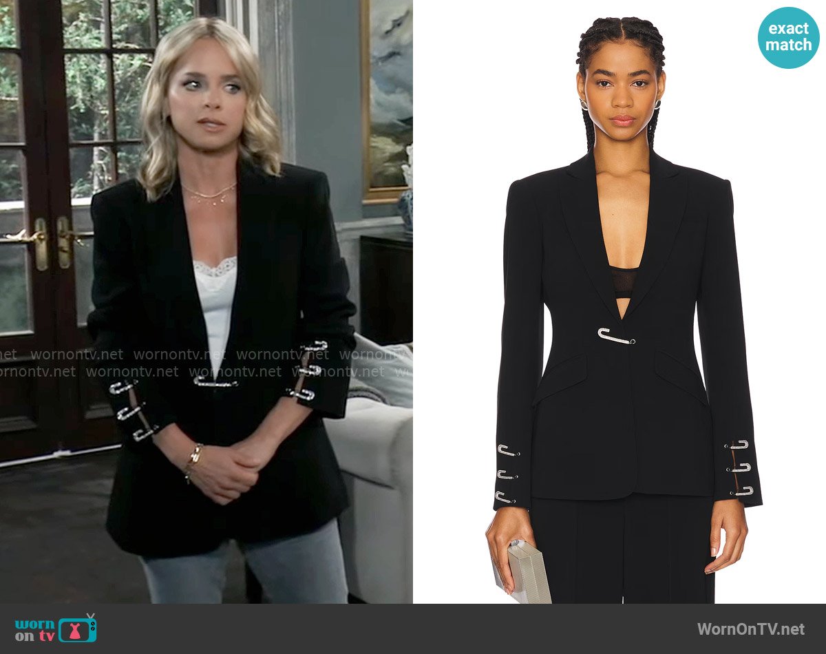 Cinq a Sept Rhinestone Pin Cheyenne Blazer worn by Maxie Jones (Nicole Paggi) on General Hospital