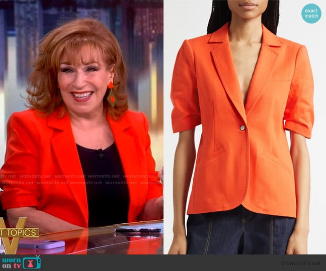 Cinq a Sept Khloe Crepe Blazer in Cherry Tomato worn by Joy Behar on The View