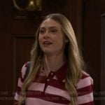 Claire’s pink and red striped polo top on The Young and the Restless