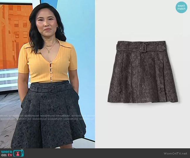 Club Monaco Brocade Mini Skirt worn by Vicky Nguyen on Today