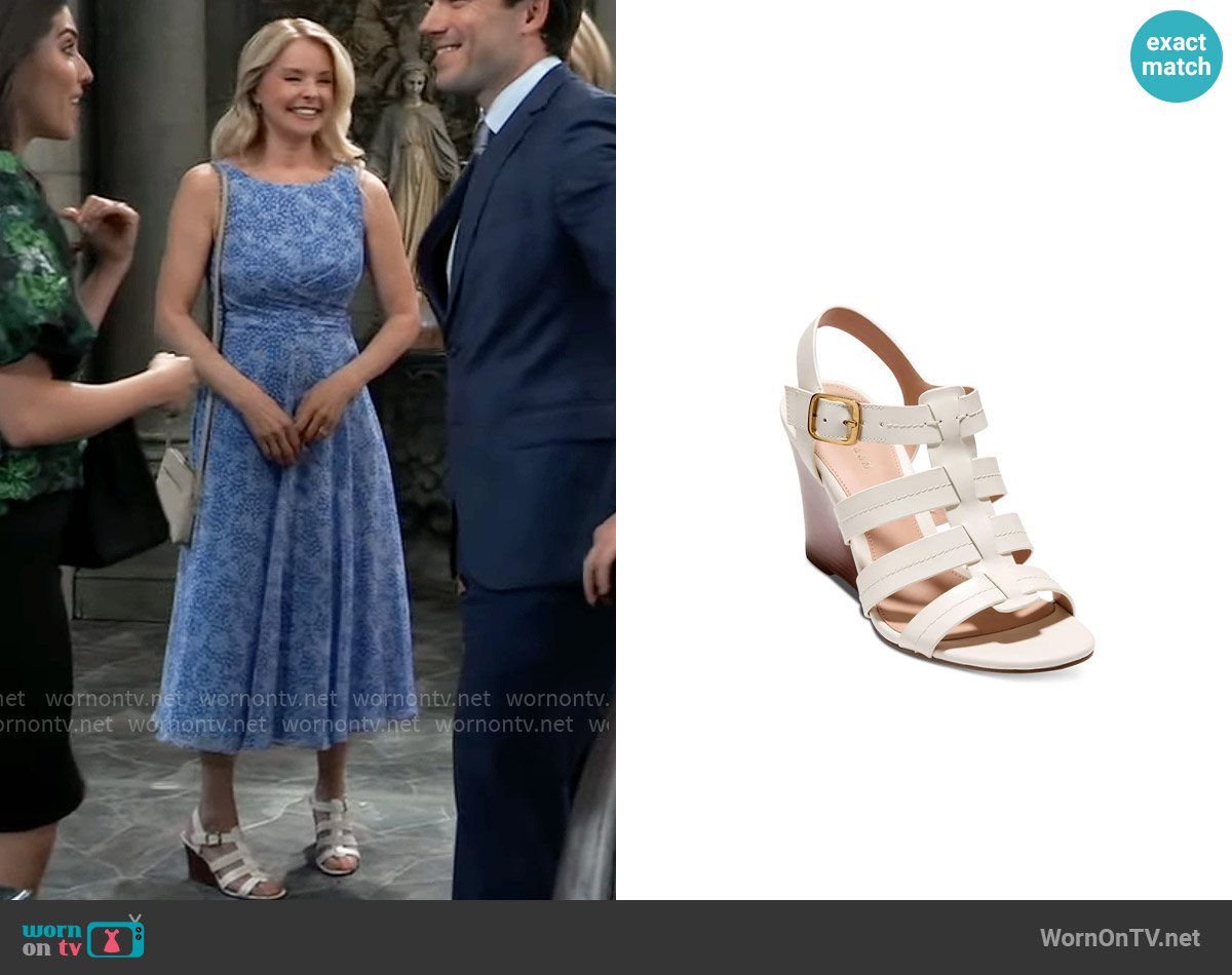 Cole Haan Josie Fisherman Wedge Sandals in Ivory worn by Felicia Scorpio (Kristina Wagner) on General Hospital