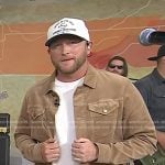 Cole Swindell’s beige velvet trucker jacket on Today