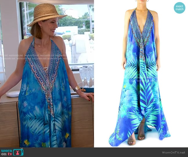 Colors Of Fashion Sarina Print Blue Long Dress worn by Julia Lemigova (Julia Lemigova) on The Real Housewives of Miami