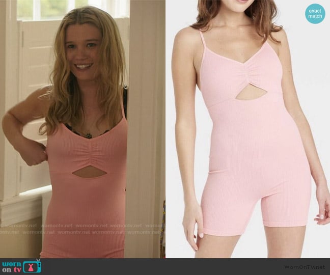 Colsie Cut Out Ribbed Athletic Romper Shorts worn by Taylor Jewel (Rain Spencer) on The Summer I Turned Pretty