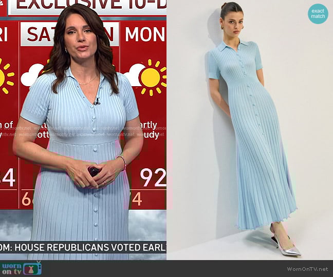 Maria’s blue ribbed button front dress on Today