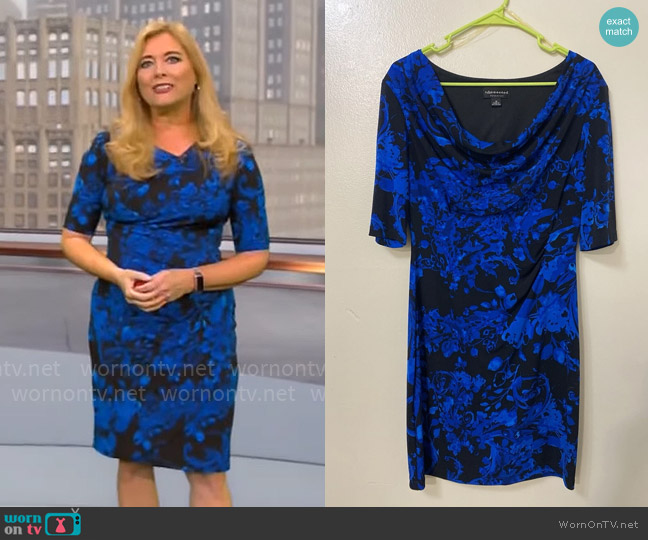 Connected Apparel Draped Teal Dress worn by Kelly Cass on CBS Mornings