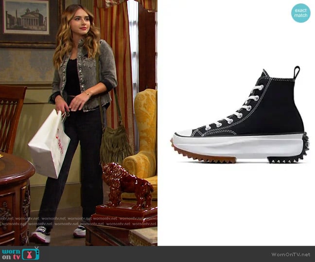 Converse Unisex Run Star Hike Canvas Platform in Black/White/Gum worn by Holly Jonas (Ashley Puzemis) on Days of our Lives