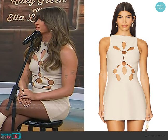 Ella Langley’s beige cutouts mini dress on Today