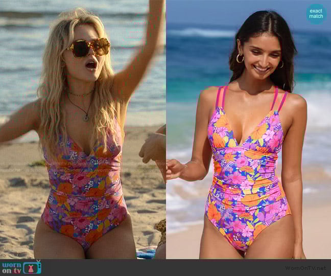 Cupshe Floral Plunging Ruched One-Piece worn by Cadence Sinclair Eastman (Emily Alyn Lind) on We Were Liars