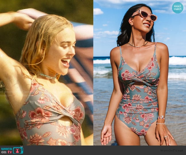 Cupshe Twist & Cut-Out Floral Tummy Control One-Piece worn by Cadence Sinclair Eastman (Emily Alyn Lind) on We Were Liars