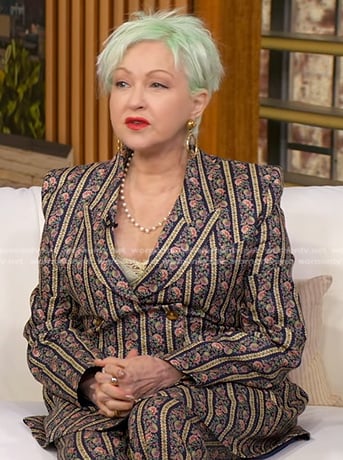 Cyndi Lauper’s floral blazer and pants on Good Morning America