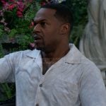 Damian’s beige tropical floral shirt on The Young and the Restless