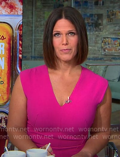 Dana Jacobson's pink v-neck dress on CBS Mornings