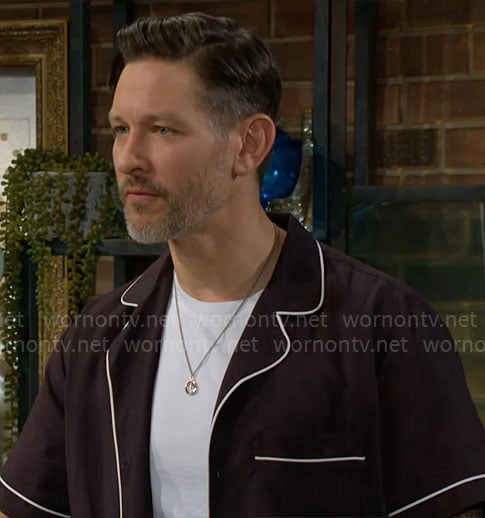 Daniel's black shirt with white trim on The Young and the Restless