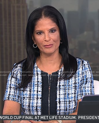 Darlene's blue tweed zip dress on Today