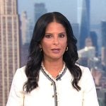 Darlene’s white lace trim tweed dress on Today