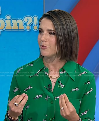 Daryn Carp’s green animal print shirt on Today