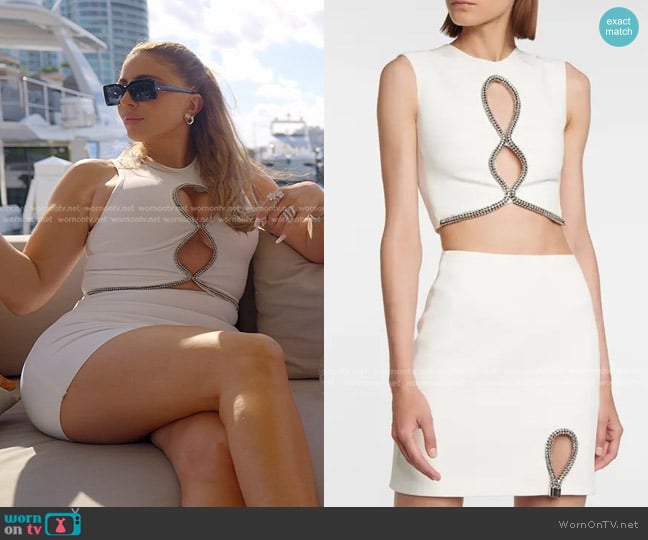 David Koma Crystal Embellished Crepe Top and Mini Skirt worn by Larsa Pippen (Larsa Pippen) on The Real Housewives of Miami