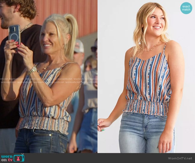 Daytrip Striped Tank Top worn by Kristi McBee on The McBee Dynasty Real American Cowboys