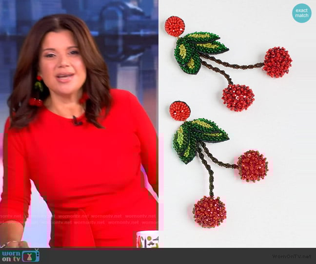 Deepa Gurnani Cherry Earrings worn by Ana Navarro on The View
