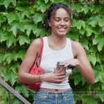 Ava’s denim distressed shorts on Next Gen NYC