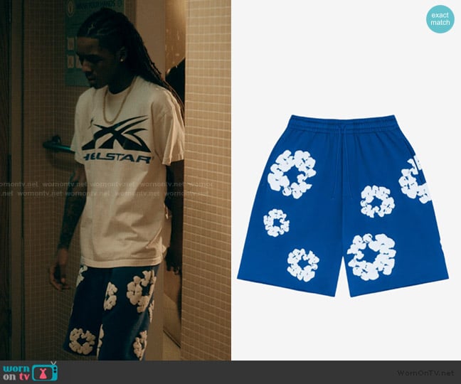 Denim Tears Cotton Wreath Sweatshorts Blue worn by Jake (Michael Epps) on The Chi