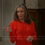 Diane’s red long sleeved midi dress on The Young and the Restless