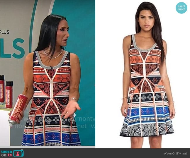 Diane von Furstenberg Desert Bands Dress worn by Elizabeth Werner on CBS Mornings