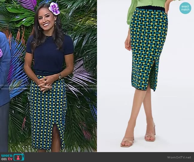 Diane von Furstenberg Lyla Knit Jacquard Skirt in Square Dot worn by Kaylee Hartung on Today