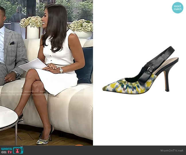 Dior D Beaded Embroidered Slingback Pumps with Leather Bow worn by Kaylee Hartung on Today
