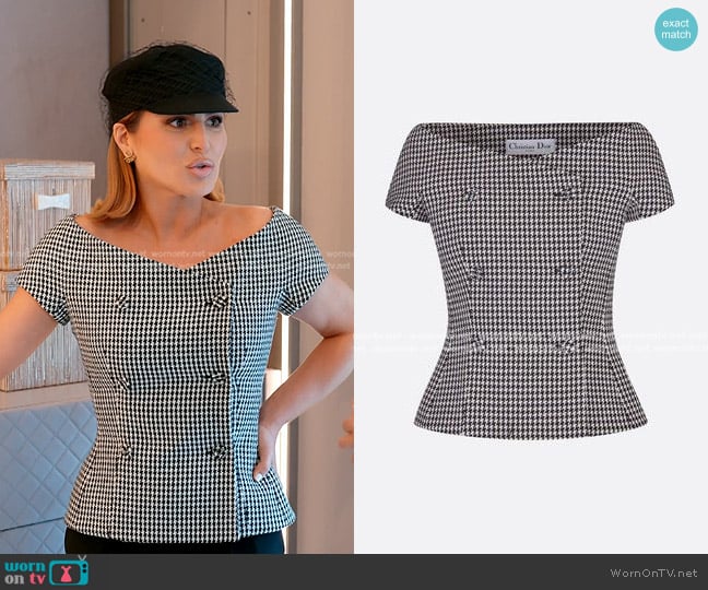 Dior Houndstooth Wool Top worn by Stephanie Shojaee (Stephanie Shojaee) on The Real Housewives of Miami