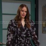 Stephanie’s black floral mini dress on Days of our Lives