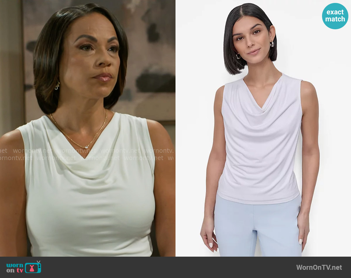 DKNY Sleeveless Draped Cowlneck Top worn by Nicole Dupree Richardson (Daphnee Duplaix) on Beyond the Gates