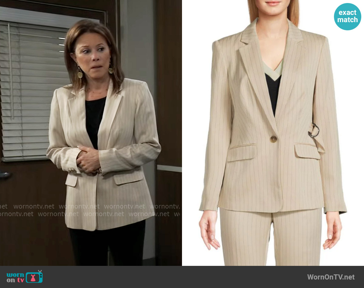 DKNY Pinstripe Blazer worn by Alexis Davis (Nancy Lee Grahn) on General Hospital
