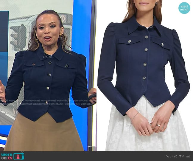 DKNY Puff-Sleeve Long-Sleeve Cropped Jacket worn by Adelle Caballero on Today