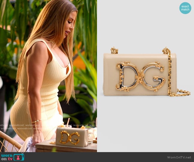 Dolce & Gabbana DG Girls Flap Leather Chain Crossbody Bag worn by Larsa Pippen (Larsa Pippen) on The Real Housewives of Miami
