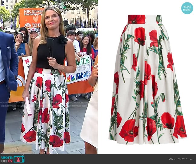 Dolce & Gabbana Poppy Print Midi-Skirt worn by Savannah Guthrie on Today